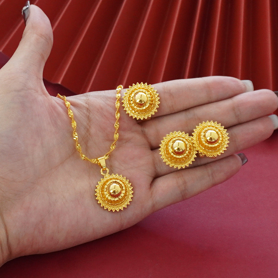 Gold Earrings and Necklace Set