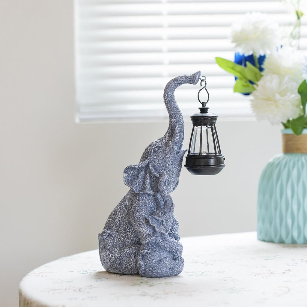 Elephant Solar Light, Solar Elephant Figurine Light, Front Porch Decor, Solar Elephant Statue, Indoor Outdoor Solar Light, Solar Powered Garden Decor, Elephant Garden Ornament
