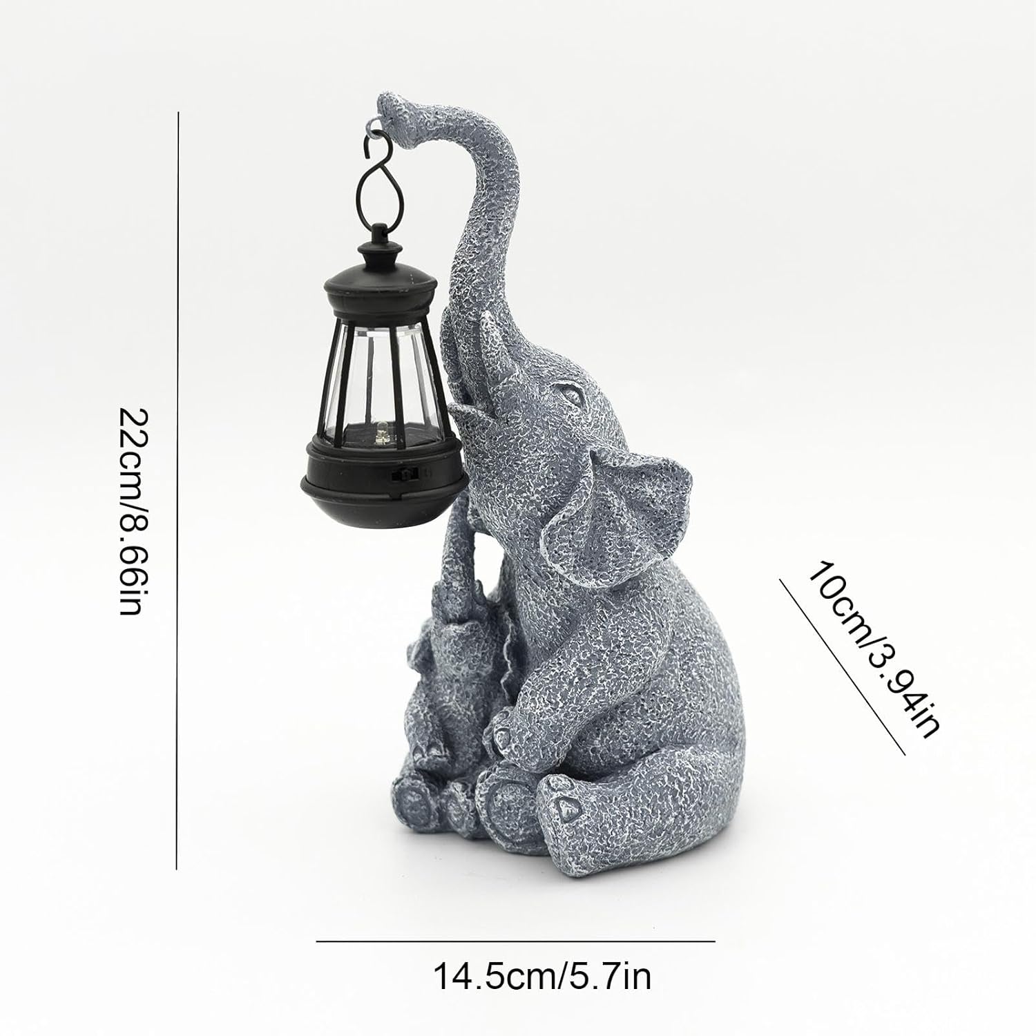 Elephant Solar Light, Solar Elephant Figurine Light, Front Porch Decor, Solar Elephant Statue, Indoor Outdoor Solar Light, Solar Powered Garden Decor, Elephant Garden Ornament