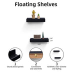 Floating Shelves  14.96 Wall Mounted Wood Shelves For Bathroom, Bedroom, Living Room, Kitchen, Hanging Shelf For Books Storage Decor With Invisible Brackets, Black