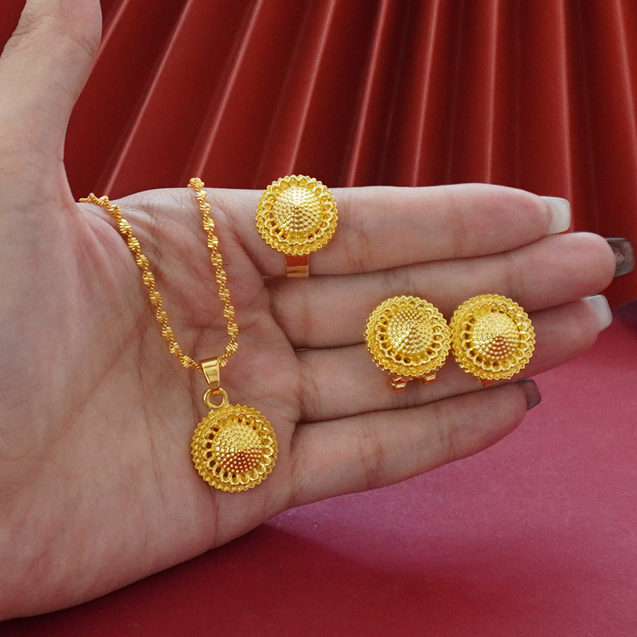 Gold Earrings and Necklace Set