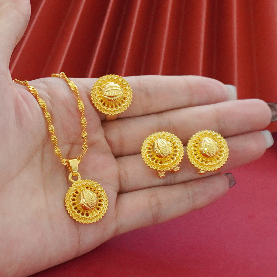 Gold Earrings and Necklace Set