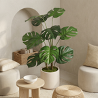 30 Artificial Monstera Deliciosa Plant With White Pot, 2 Pcs  Set