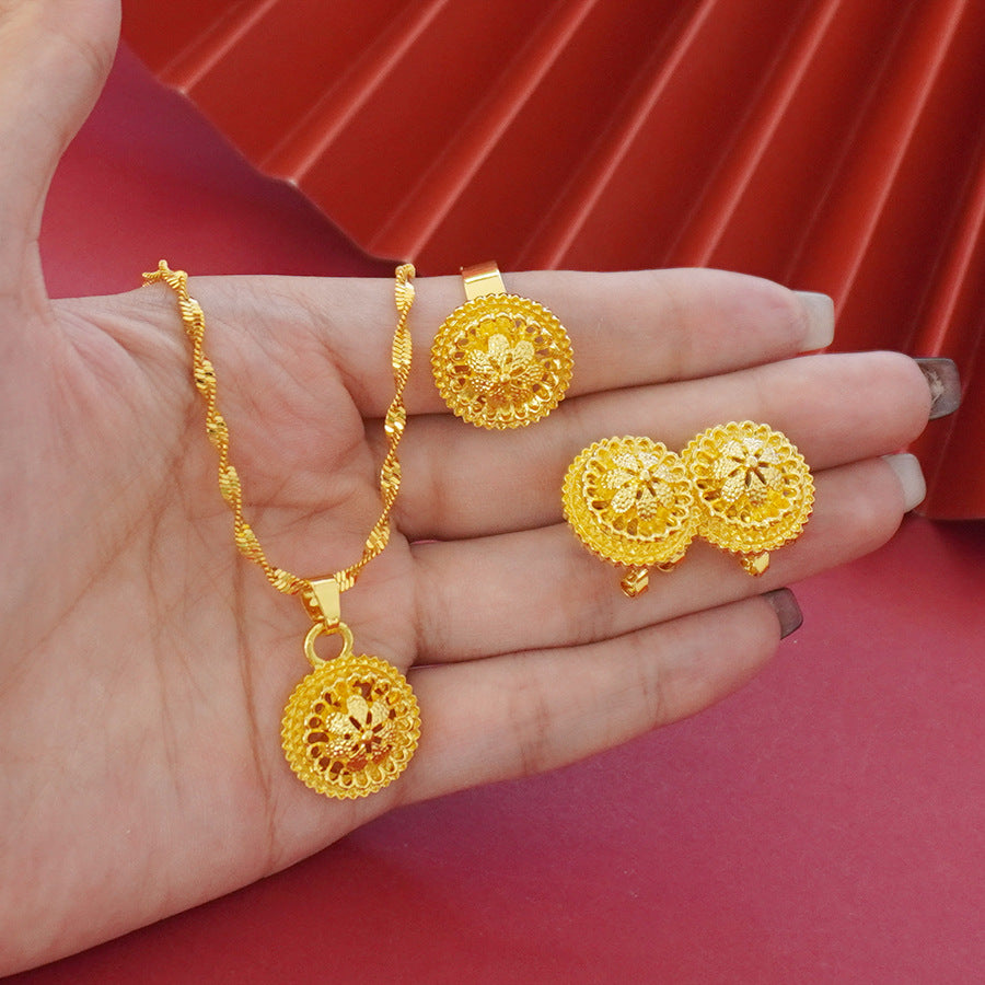 Gold Earrings and Necklace Set