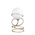 13.5 H Glass Globe Matte Gold Spiral 4 Ring Metal Stand Table Lamp For Living Room, Nightstand Bedside Table Lamp For Bedroom, LED Lamp