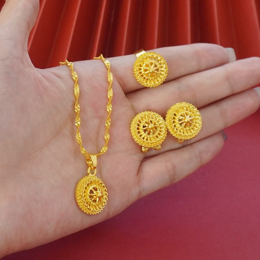 Gold Earrings and Necklace Set